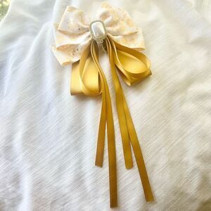 Golden Yellow and floral hair accessory with pearl accent